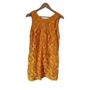 by Anthropologie Lace Shift Dress Yellow Gold Size XS Party Vacation Floral